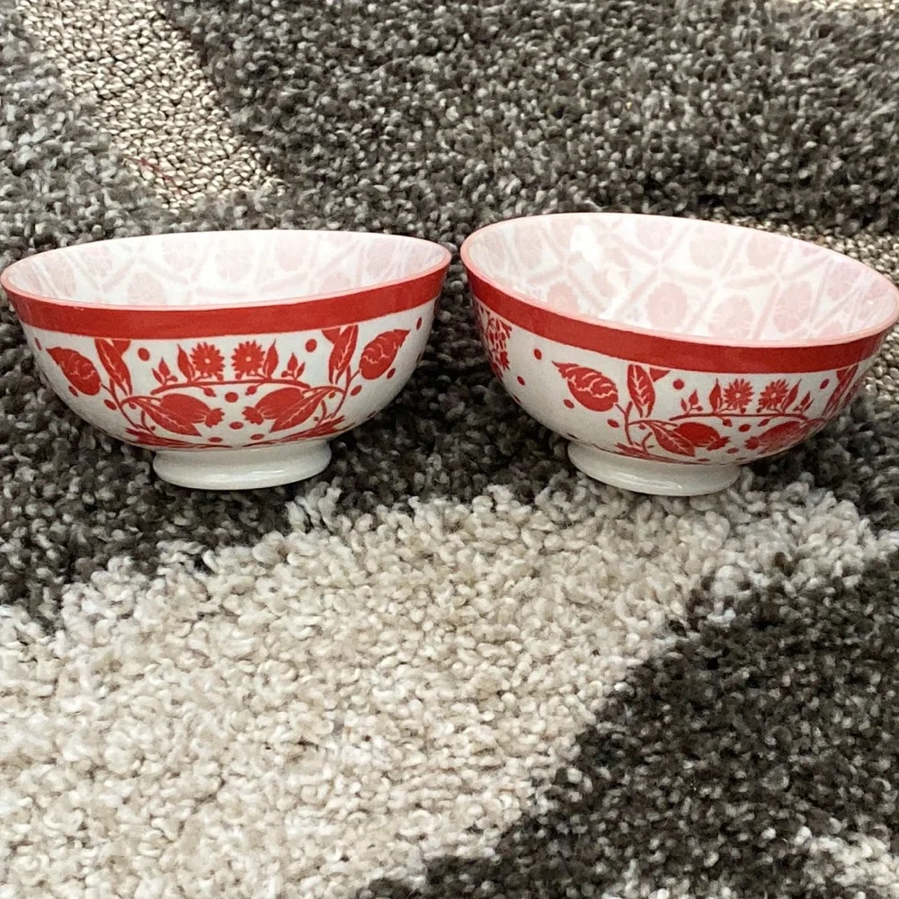 Patina Vie Orange White Ceramic Small Dip Bowls 2pc Set